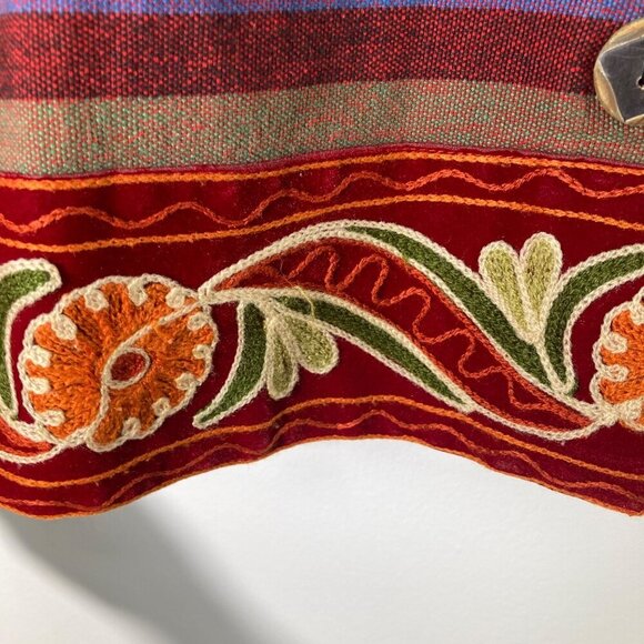 Womens Tan Zara Cotton Shirt Jacket Multicolored Stripes Flowers Red Orange PP - Picture 4 of 6